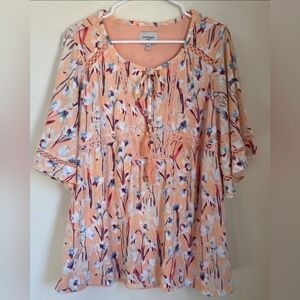 Haute Hippie Peach and Multicolor Blouse